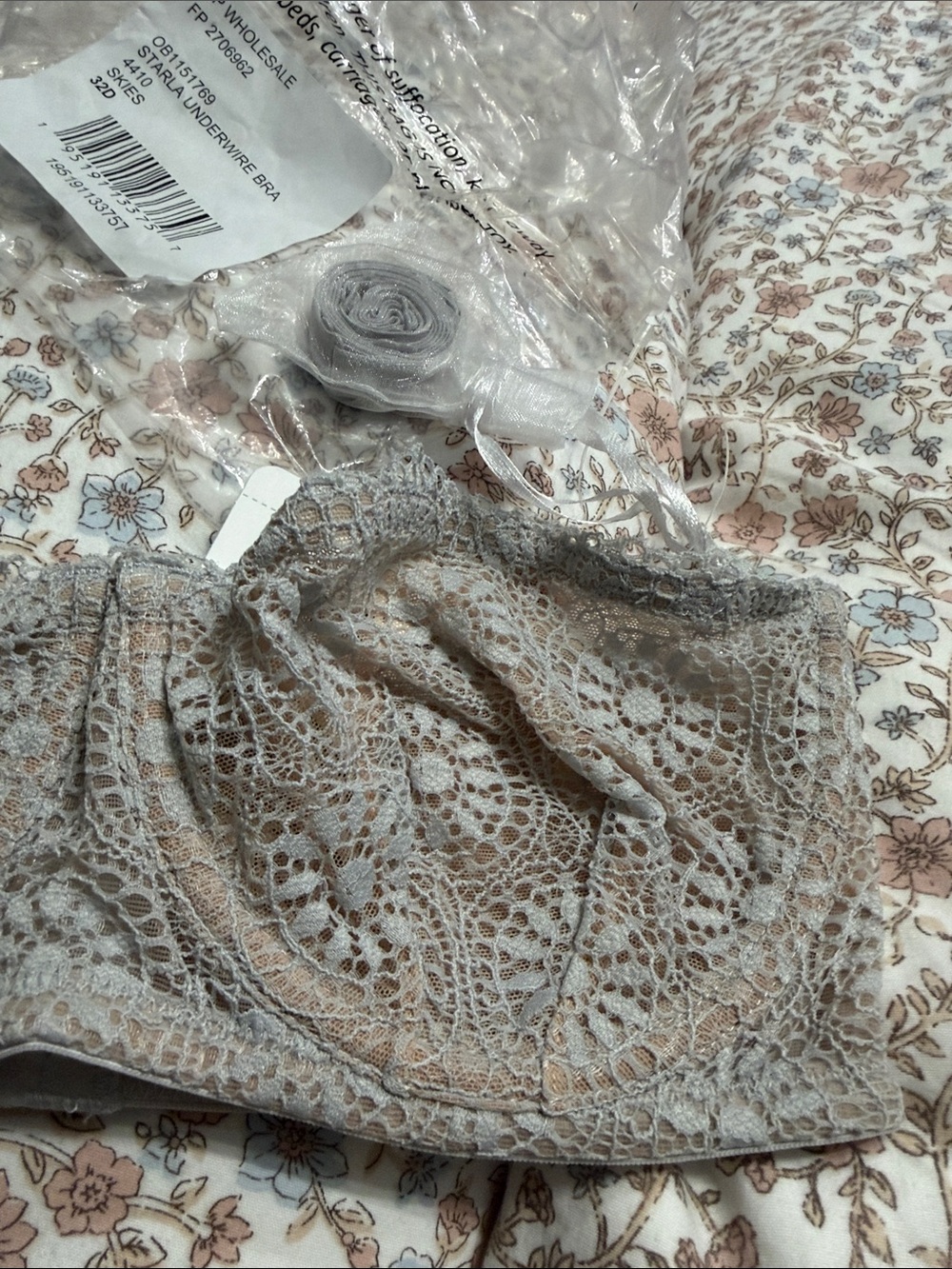 Free People Lace Bra in Light Gray and Nude - strapless or with straps NWT